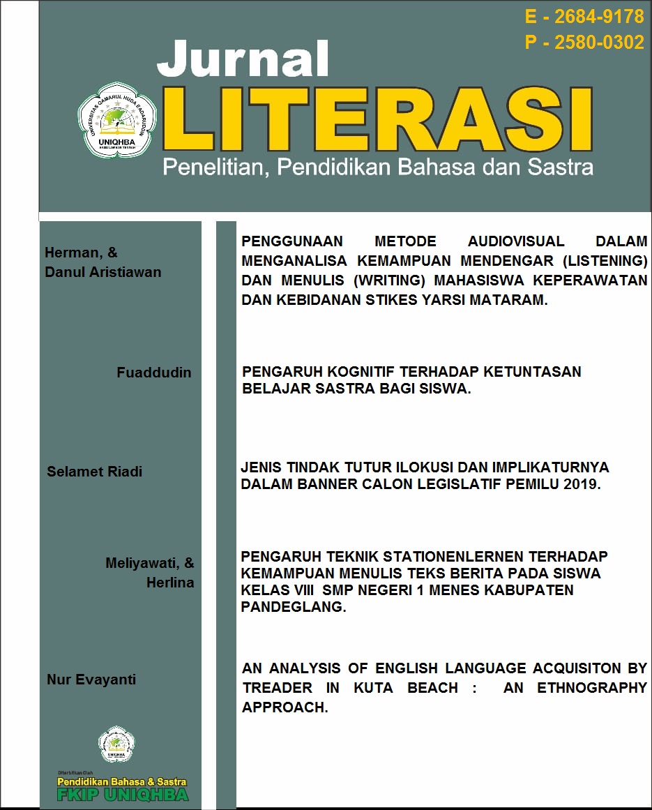 					View Vol. 1 No. 02 (2019): Literasi: Jurnal Penelitian, Pendidikan Bahasa dan Sastra
				